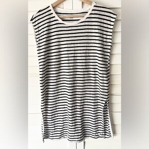 Eileen Fisher 100% Organic Linen Sleeveless Striped Tunic Tank Size XXS